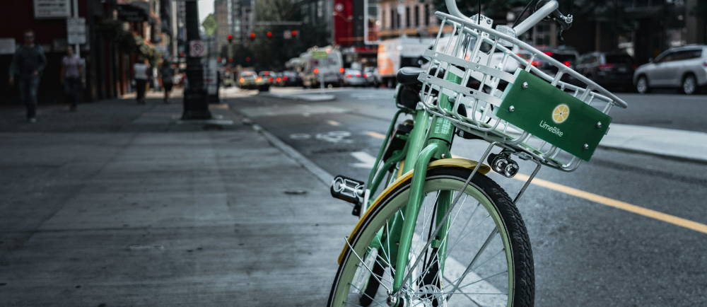 Lime bike in Seattle street