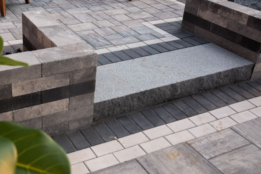 Step between two patios using Element Pavers as the border