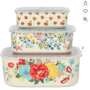The Pioneer Woman Fancy Flourish 6-Piece Rectangular Ceramic Bake & Store Nesting Bowls Set