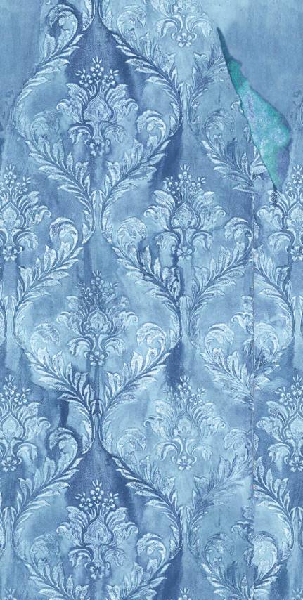 Blue Beautiful Distressed Damask Wallpaper pattern image