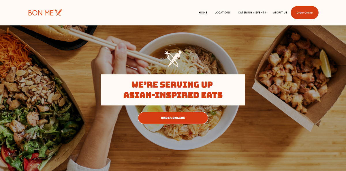 Screenshot of Bon Me, from the food truck websites collection.