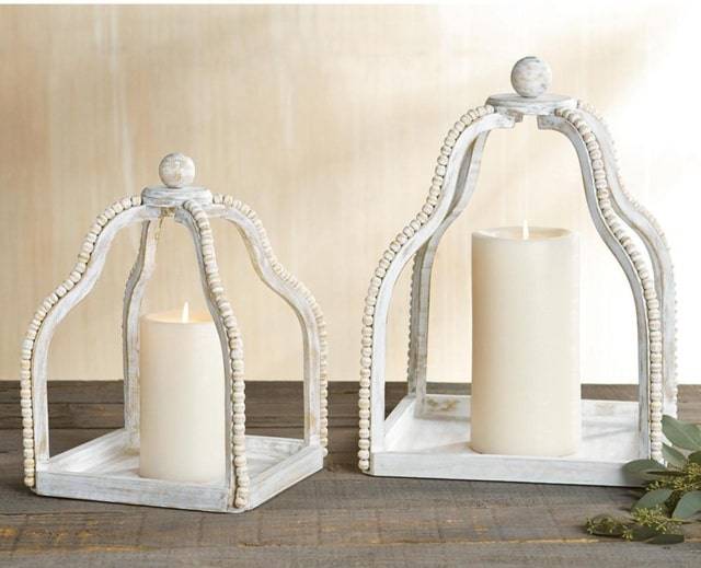 mudpie open beaded lanterns with white wash