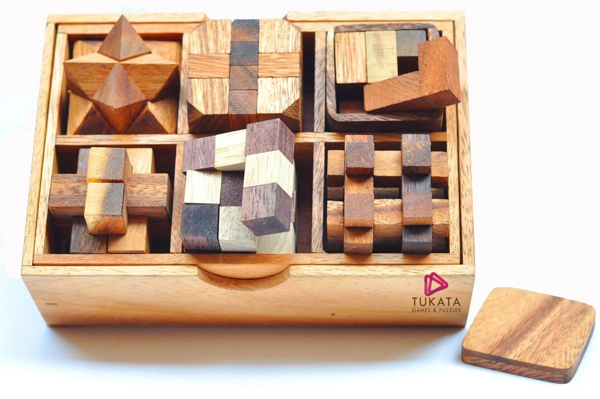 STEM brain teaser puzzle set, 6 wooden mechanical puzzles, the perfect gift for kids that already solve the Rubik's cube - Image 4