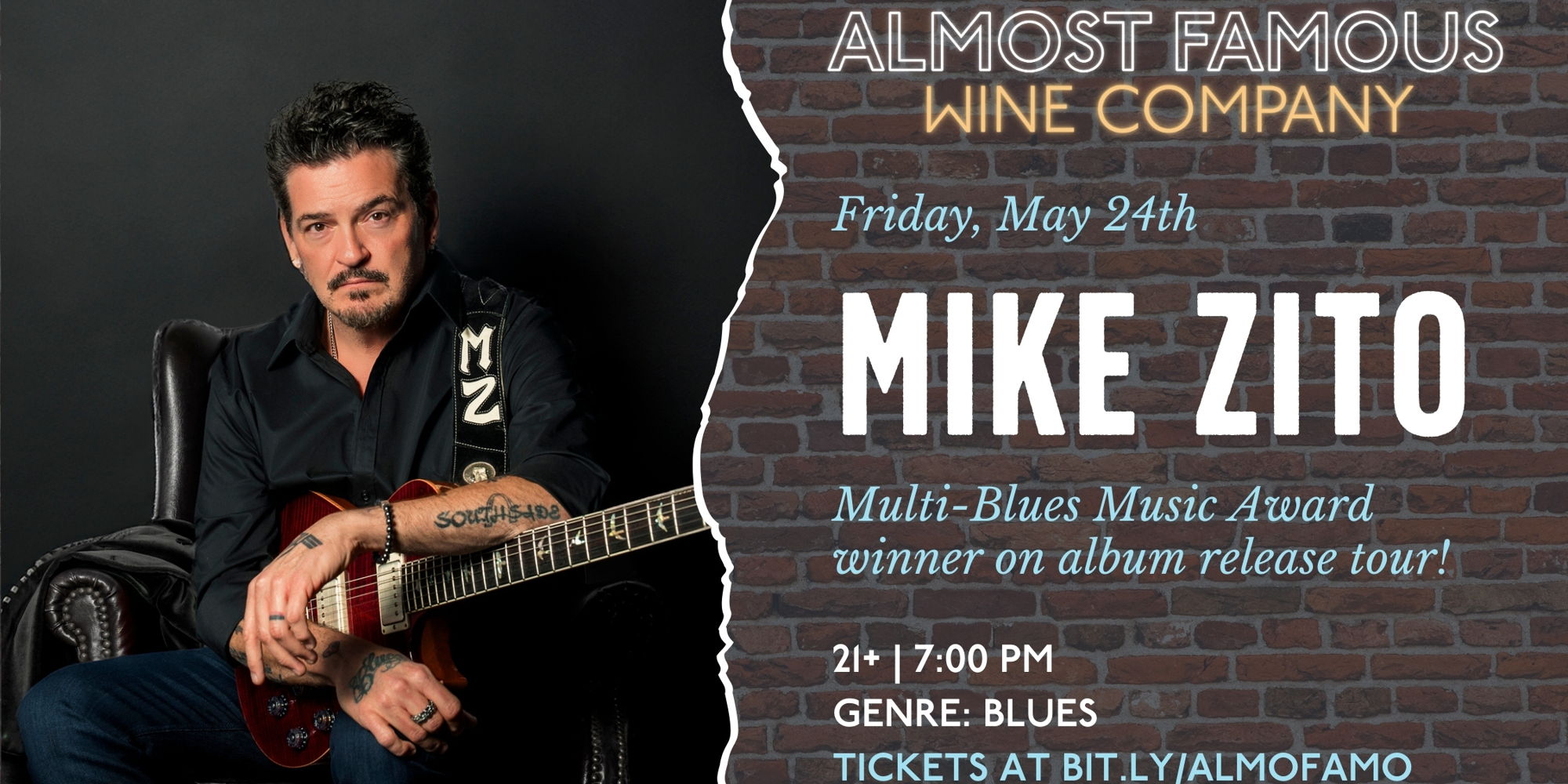 Mike Zito: multi-Blues Music Award winner's 'Life is Hard' album release tour! promotional image
