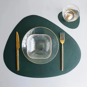 DOUBLESIDED MODERN LEATHER PLACEMATS TABLE MATS - GREEN