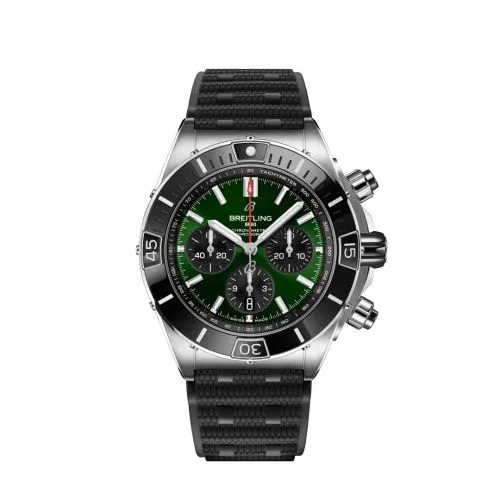 Super Chronomat B01 44 Stainless Steel / Green / Rubber Rouleaux