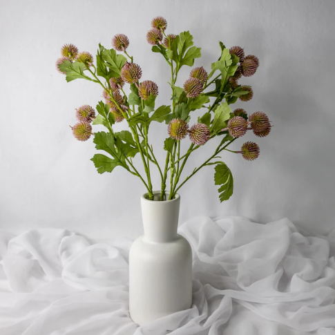 Pink Pom Pom Spray - Realistic Artificial Flowers and Greenery