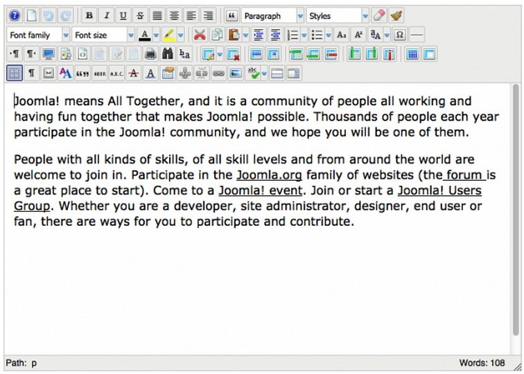 JCE редактор для материалов Joomla