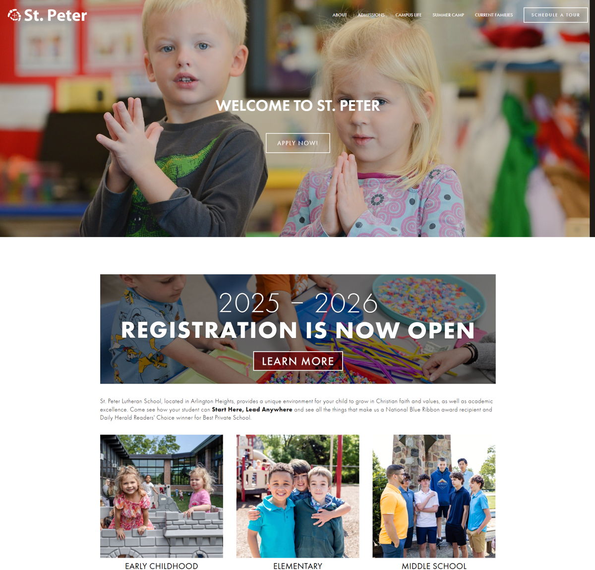 Screenshot of St. Peter, from the kindergarten websites collection.