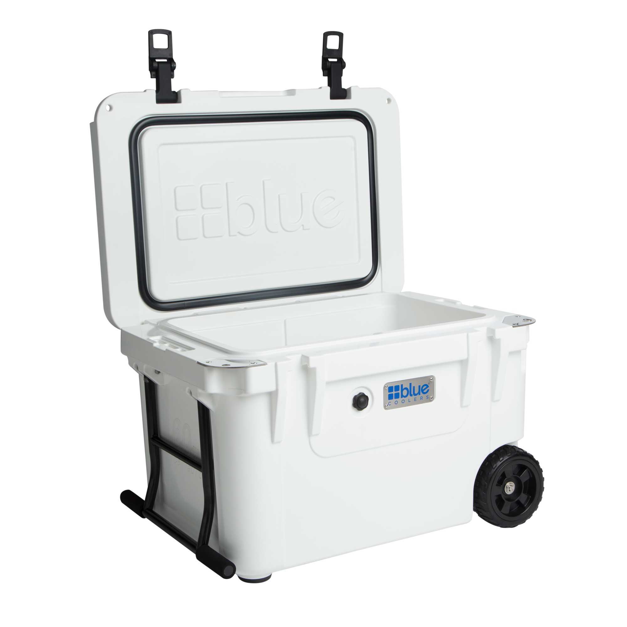 60 Quart Ice Vault RotoMolded Cooler with Wheels Blue Coolers