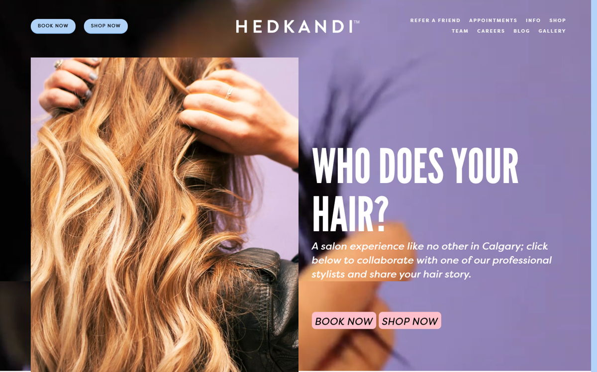 Screenshot of Hedkandi Salon, from the hair stylist portfolios collection.