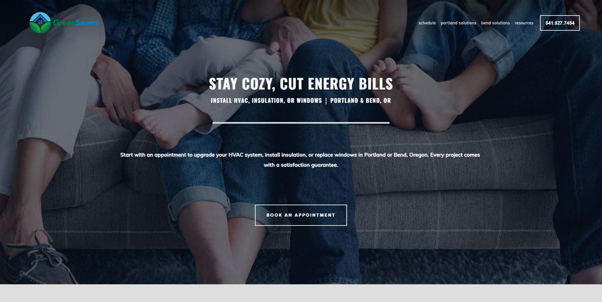 Screenshot of GreenSavers, from the hvac websites collection.