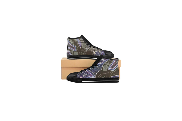 Women's Stylish Canvas High Top Sneakers - Pleather Toe