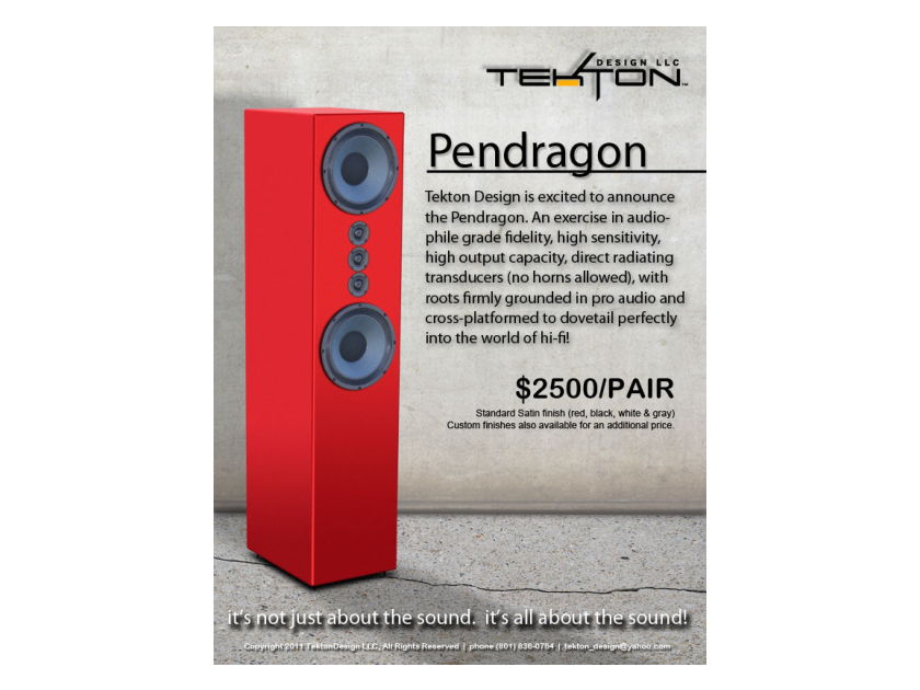 Tekton Design  Pendragon Full-Range Loudspeaker - 10 year anniversary