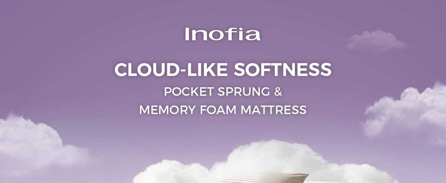 Inofia 3FT Single Mattress,12 Inch CloudLux Memory Foam Mattress with Pocket Sprung,Medium Firm with Tencel Fabric,Fire Resistant Barrier,Pressure Relieving,OEKO-TEX Certified Single(90×190×30cm)