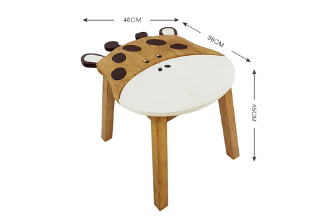 Kids Wooden Table + 2 Chairs Set Giraffe Design Carved Timber Children Furniture - Image 3