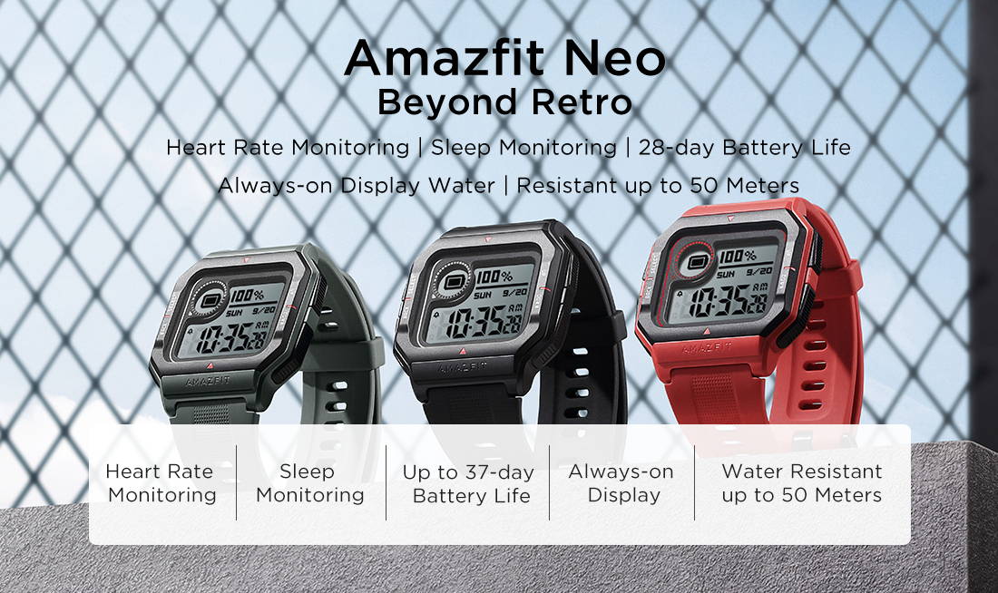 Neo Fitness Retro Smartwatch with Real-Time Workout Tracking, Heart Rate  and Sleep Monitoring, 28-Day Battery Life, Smart Notifications, 1.2
