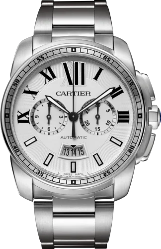 Calibre de Cartier Chronograph Stainless Steel / Silver / Bracelet