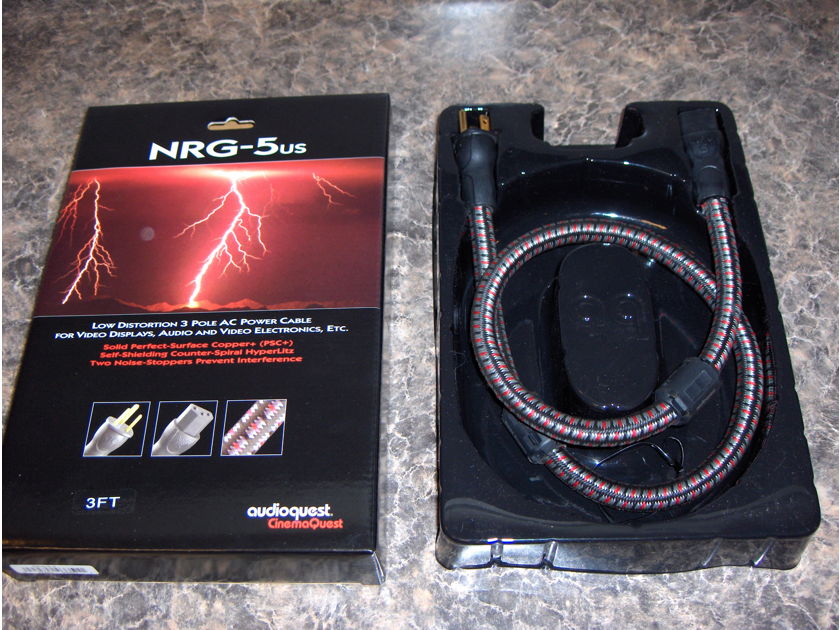 Audioquest NRG-5 3 Foot Power Cable 9/10 With All Packaging Pristine!