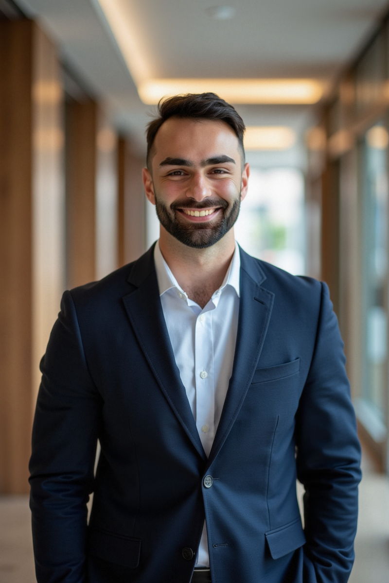 Photo generated by Secta Labs in style of Executive Hallway Portraits