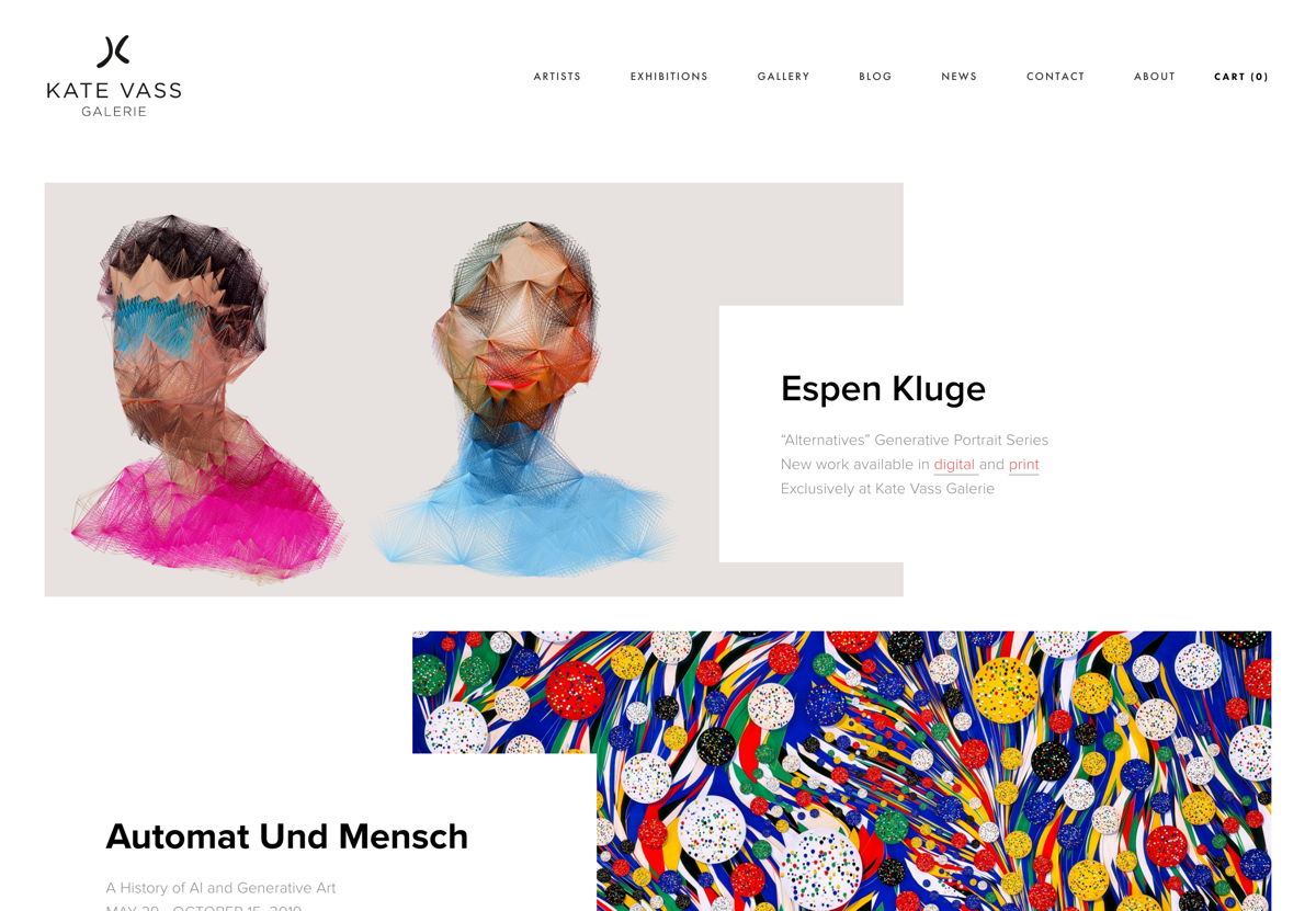 Screenshot of Kate Vass, from the squarespace artist websites collection.