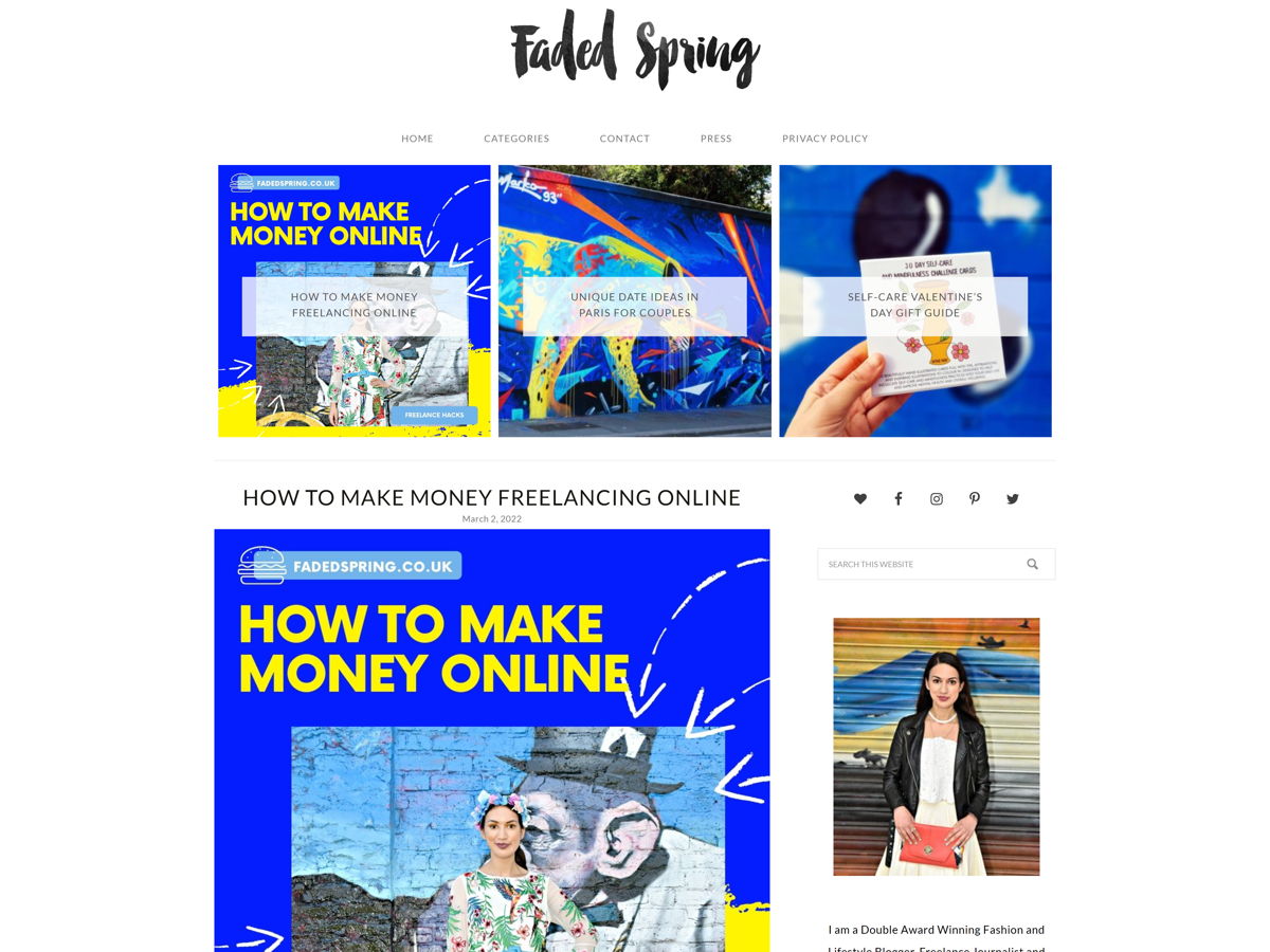 Screenshot of Faded Spring, from the wix websites collection.