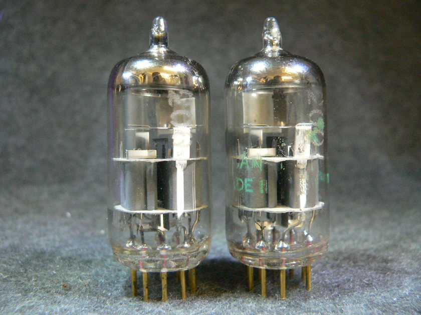 Amperex Green Label 6922 E88CC Matched Pair Low Noise Gold Pin
