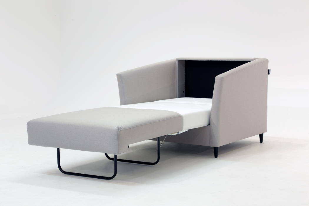 Luonto Erika Cot Chair Sleeper Sofa Quick Ship Program in Luna 33 Fabric (grey beige)