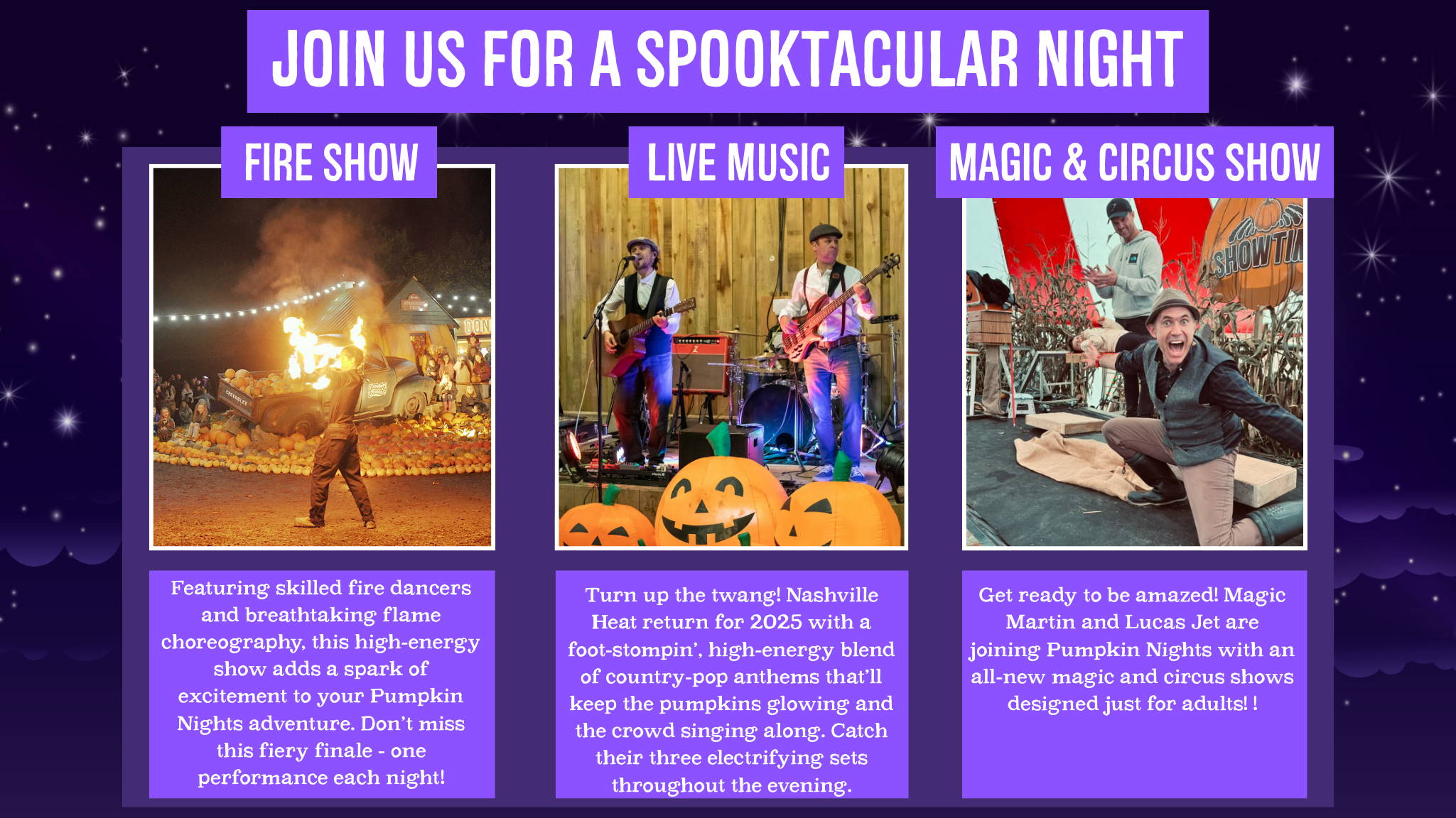 Experience Pumpkin Nights at Strawberry Fields, Lifton – glowing twilight pumpkin patch, live music, entertainment & fire show. A magical autumn evening in Devon!