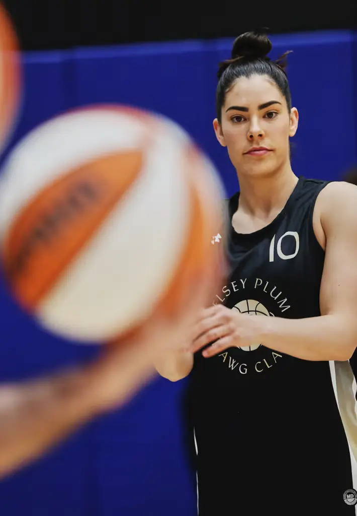 Action shot of Kelsey Plum a WNBA player