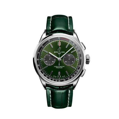 Premier B01 Chronograph 42 Stainless Steel / Green / Alligator - Pin