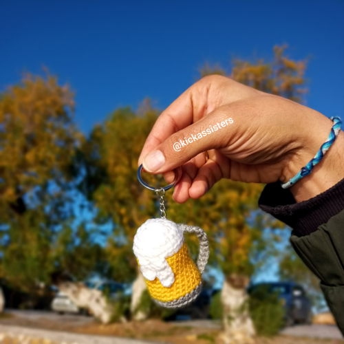 Sleutelhanger in de vorm van een bierpul