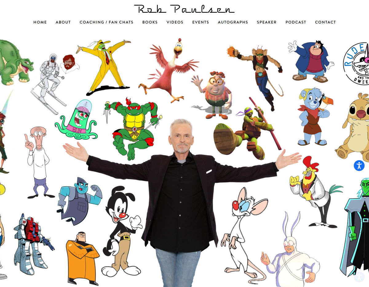 Screenshot of Rob Paulsen, from the voice actor portfolios collection.
