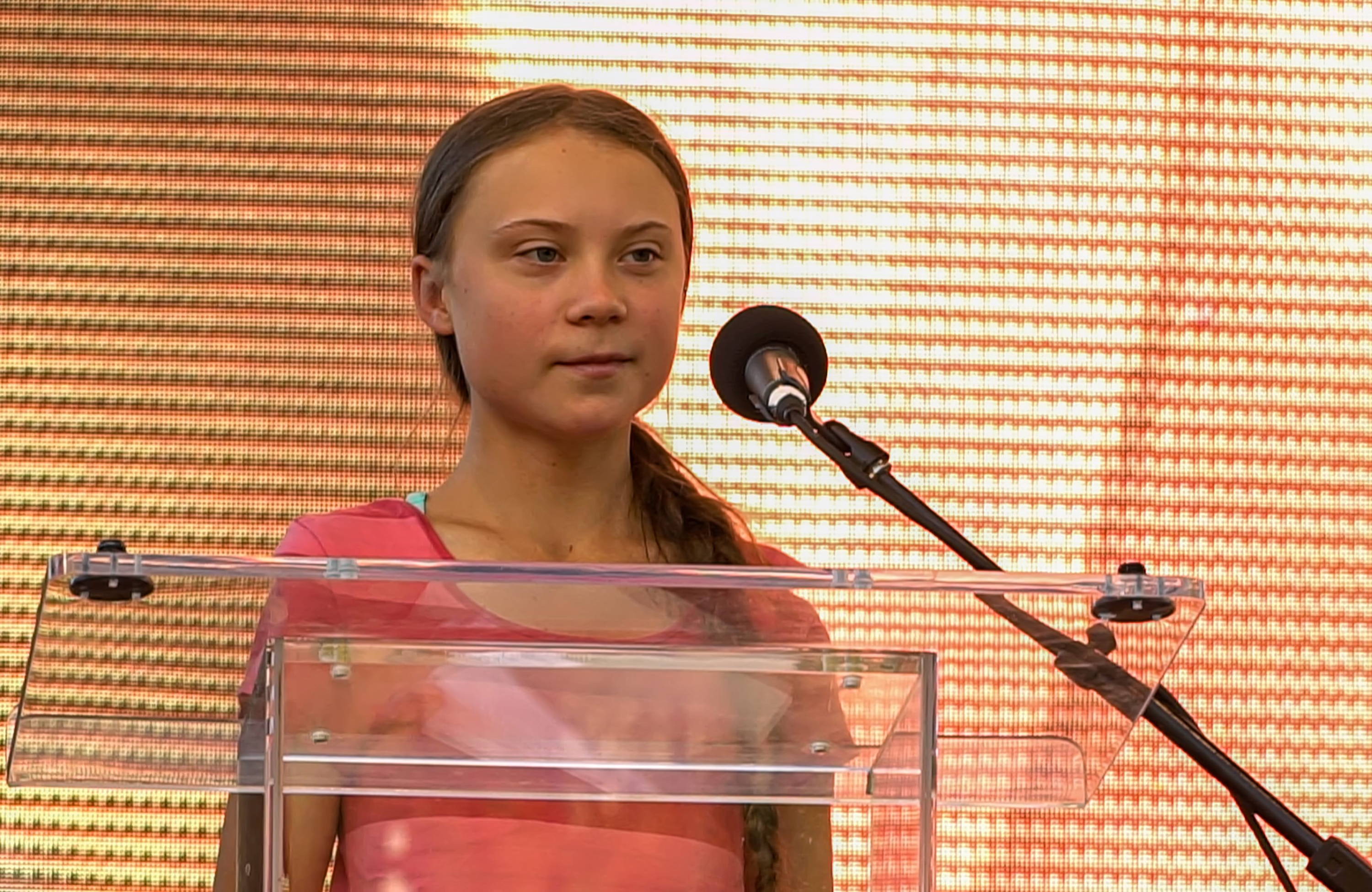 Greta Thunberg giving a speech