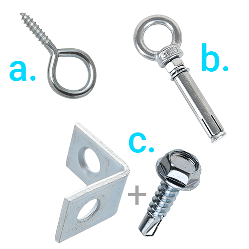 Eyelet screws for the net DIY catio