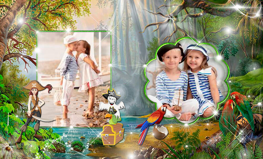 Детский фотоальбом для Фотошоп - на острове сокровищ