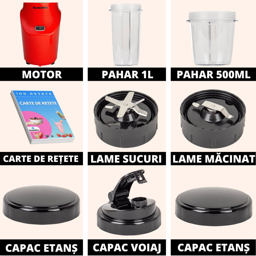Lista pieselor incluse pentru blender multifunctional Blendmix 2 pentru bucatarie