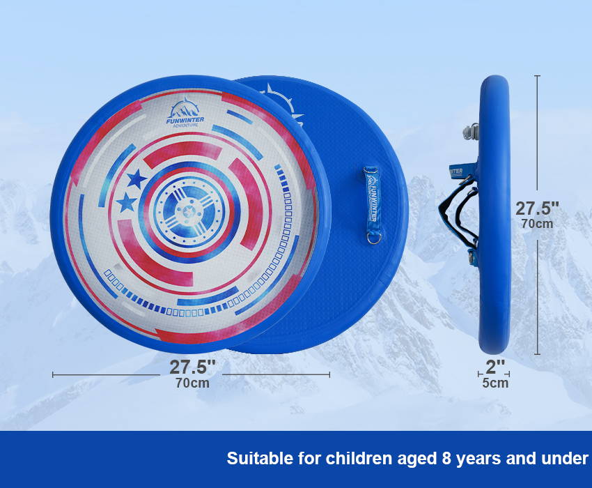 The specific dimensions of Funwater inflatable sledding shield are 70cm in diameter and 5cm thick