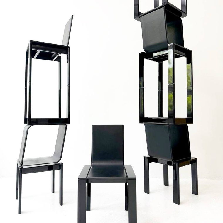4 Designer Stühle - Roman Decó, Italien, 1970er J.