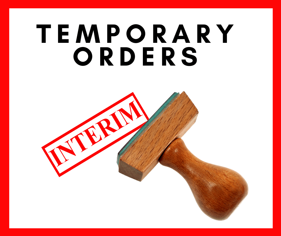 temporary orders with interim stamp