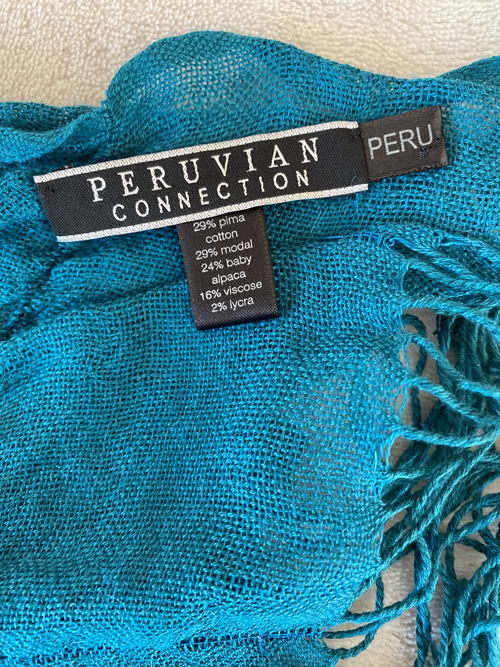 Turquoise Ruched Scarf - $20.00 | Peruvian Connection: Second Edition