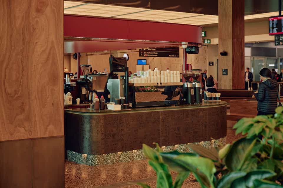 Cafe bar interior with coffee machine