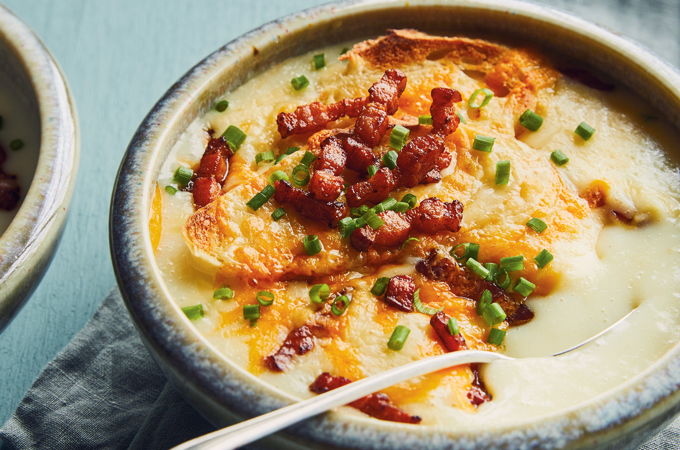 Potato and Onion Soup Au Gratin