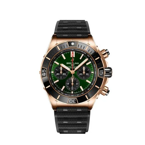 Super Chronomat B01 44 Red Gold / Green / Rubber Rouleaux