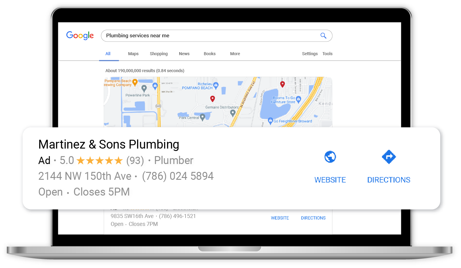 Google Maps Ads for plumbing company