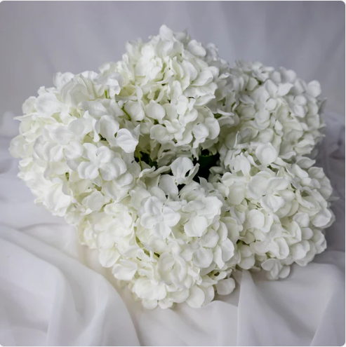 White Hydrangea Soft Touch - Realistic Artificial Flowers