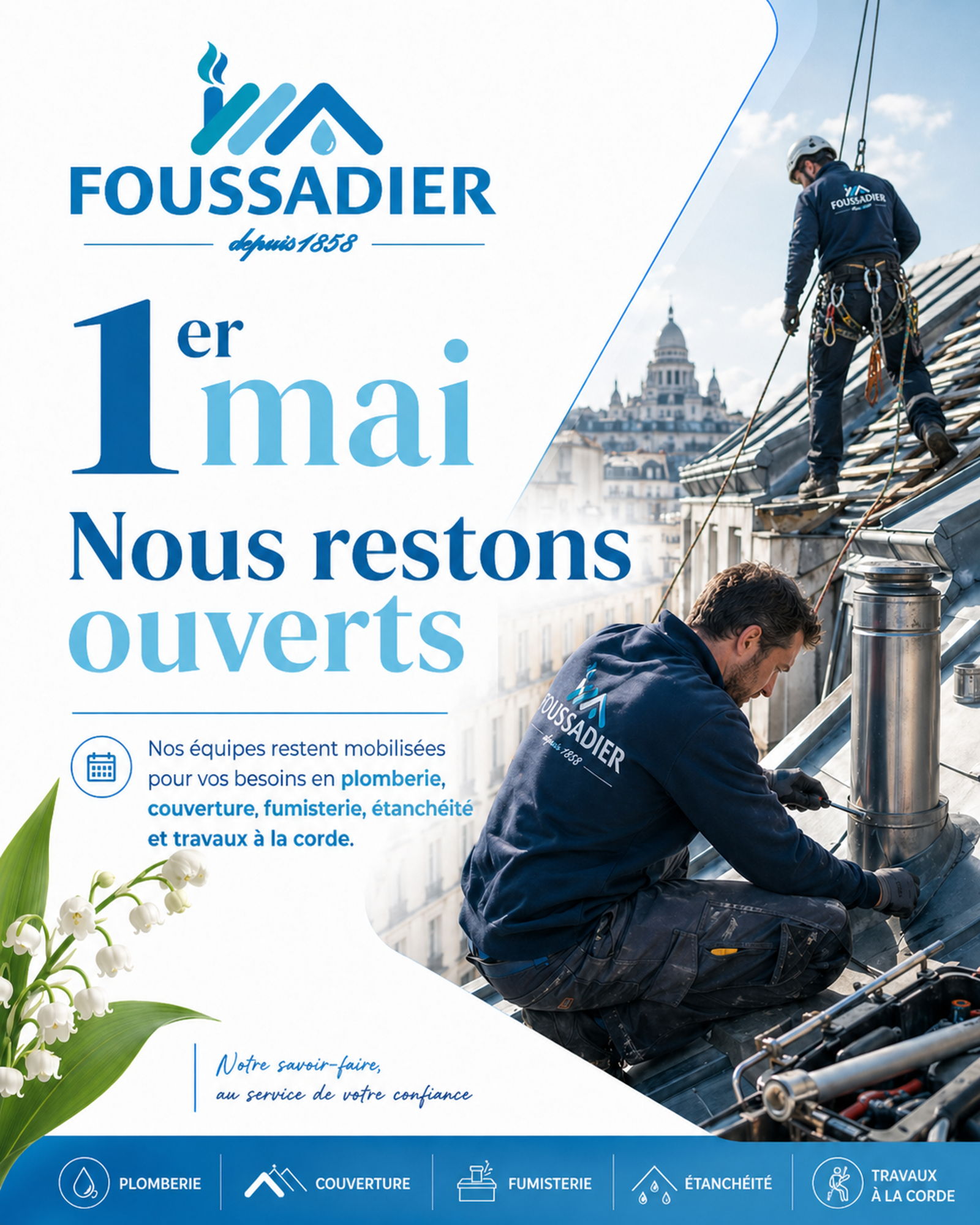 Fête du Travail : Foussadier sur le pont à Clichy à Clichy