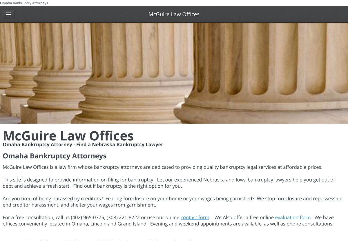 Screenshot of McGuire Law Offices, from the lawyer websites collection.