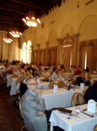 Attendees listen raptly in the Country Club Ballroom.