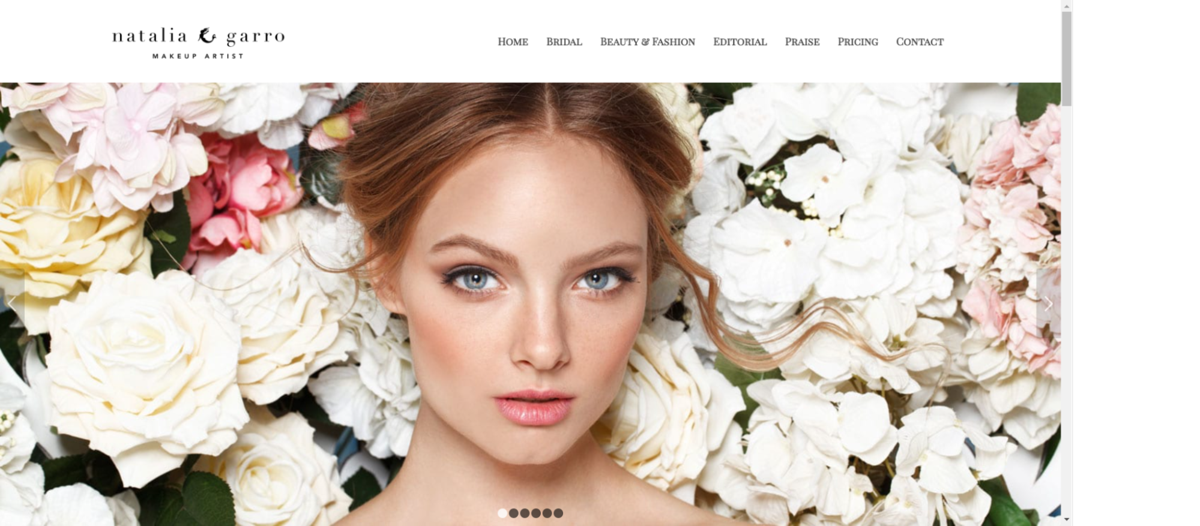 Screenshot of Makeup Artist Natalia Garro, from the makeup artist websites collection.